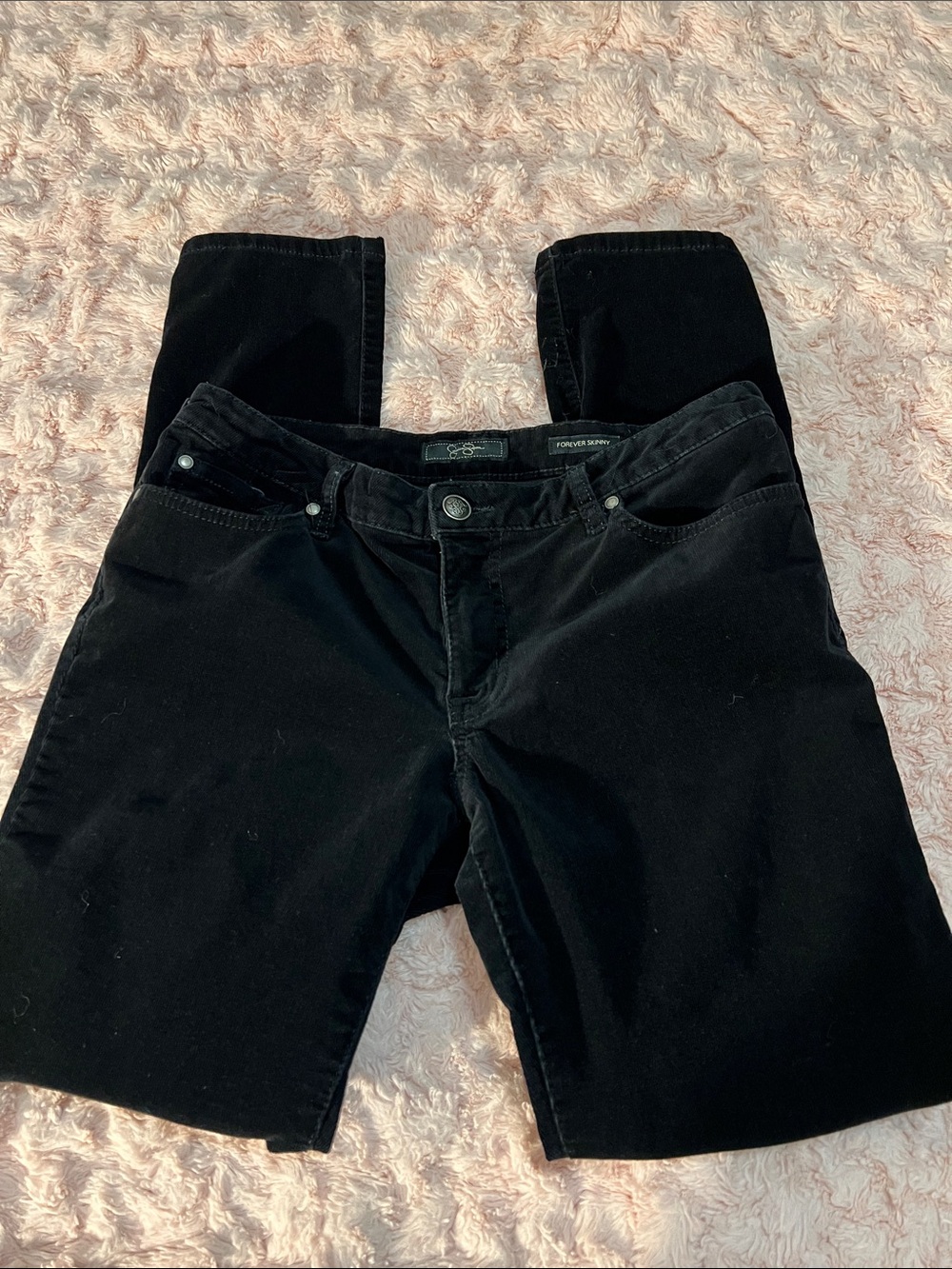 Women's Black Corduroy Forever Skinny Stretch Jeans Jessica Simpson